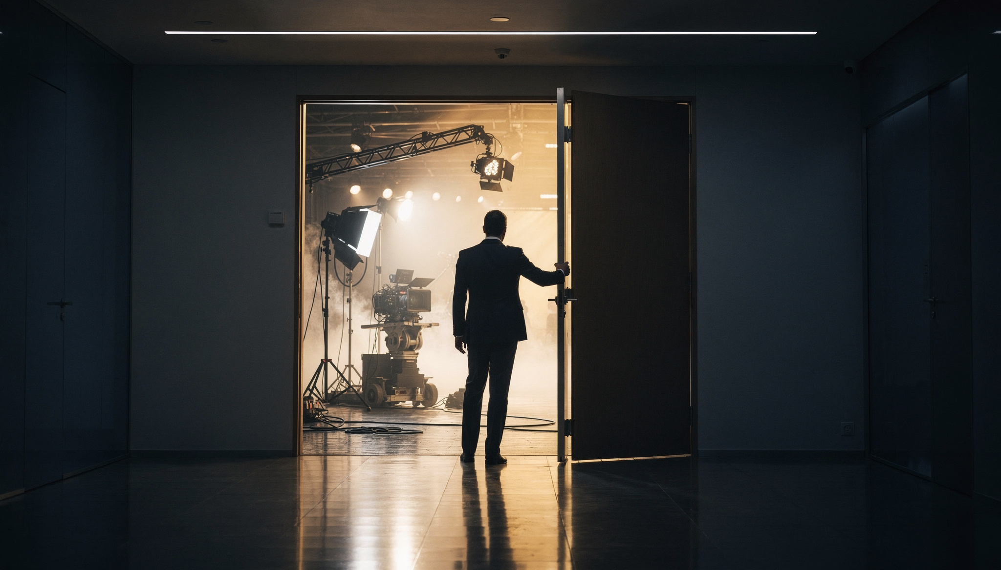 Businessman discovering a new type of studio